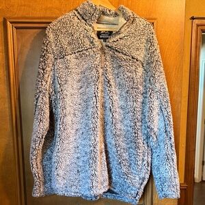 Grizzly Sherpa Gray Fuzzy Quarter Zip Pullover Sweater (Mens Large).